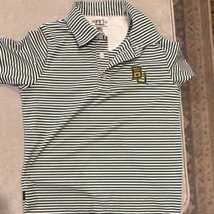 Baylor Striped Kids Polo Shirt - Green and White